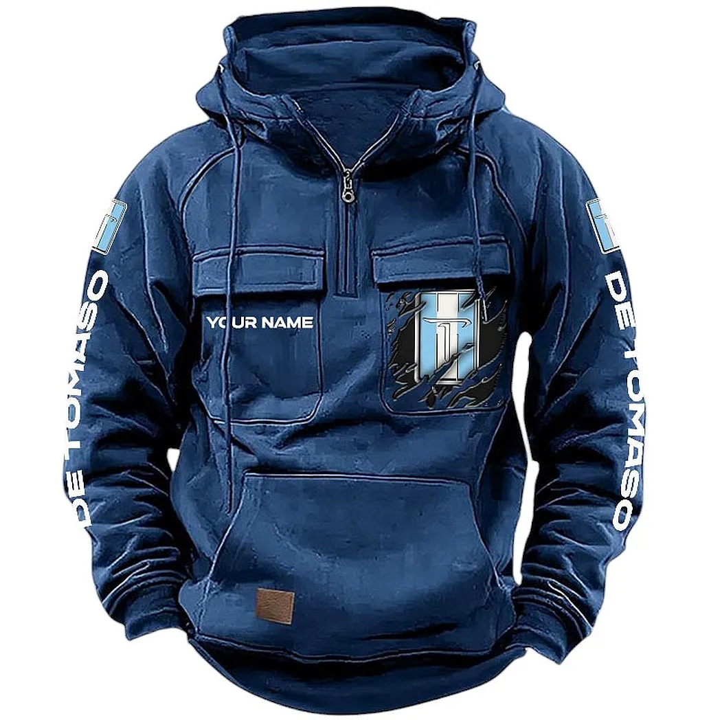 Luxury Muscle Tactical Quarter-Zip Hoodie, Built Tough for Riders CAR164 - Dark Blue