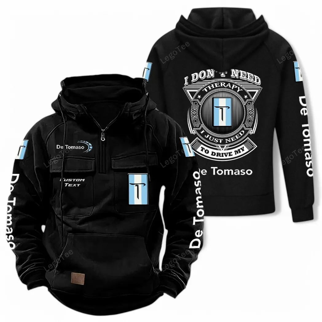 Sleek Speedster Tactical Quarter-Zip Hoodie, Biker Lifestyle Hoodie CAR106 - Black