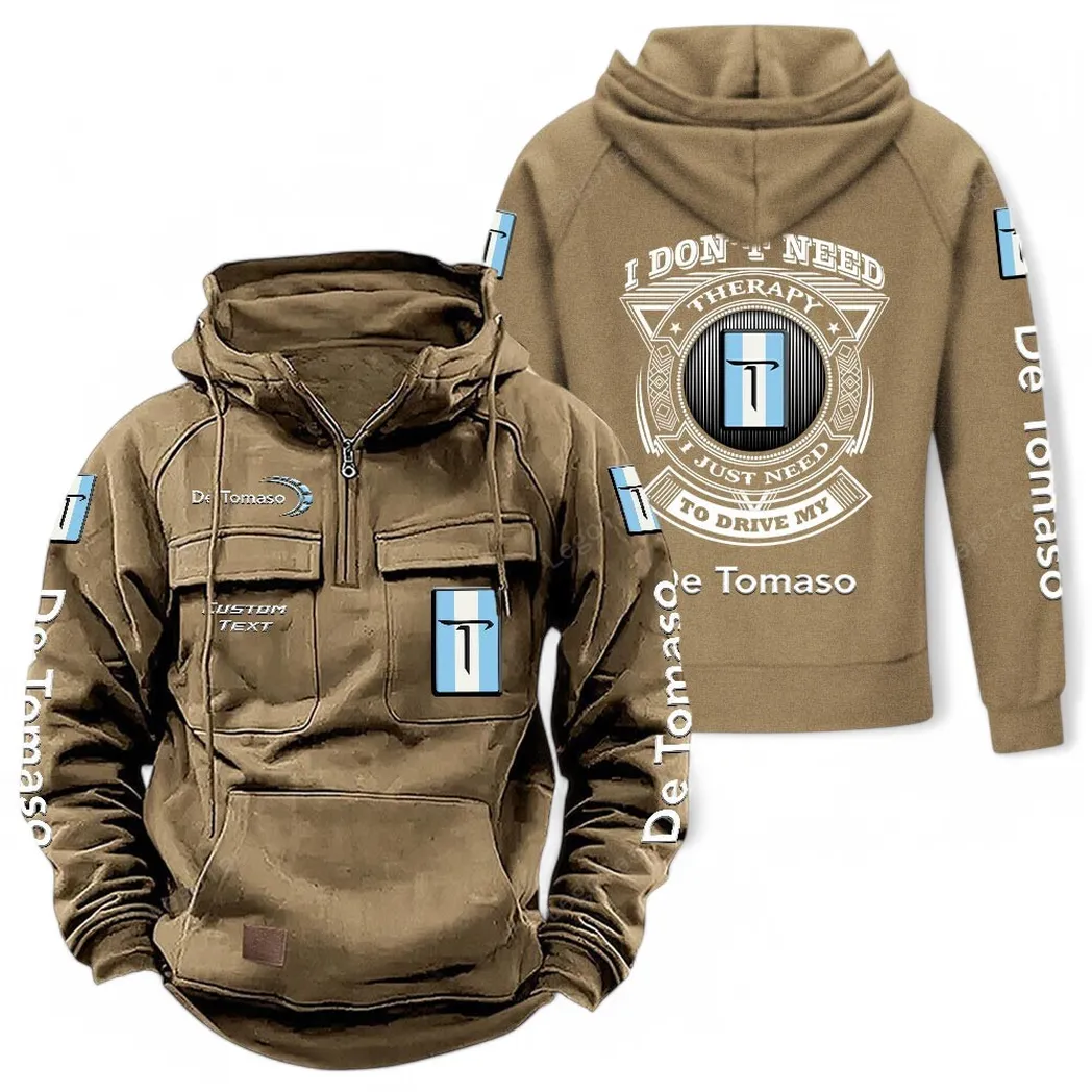 Exotic Roadster Tactical Quarter-Zip Hoodie, Streetwear for Car Guys CAR106 - Khaki