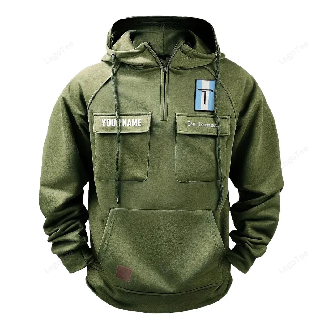 Iconic Road Machine Tactical Quarter-Zip Hoodie, Built Tough for Riders CAR109 - Army Green