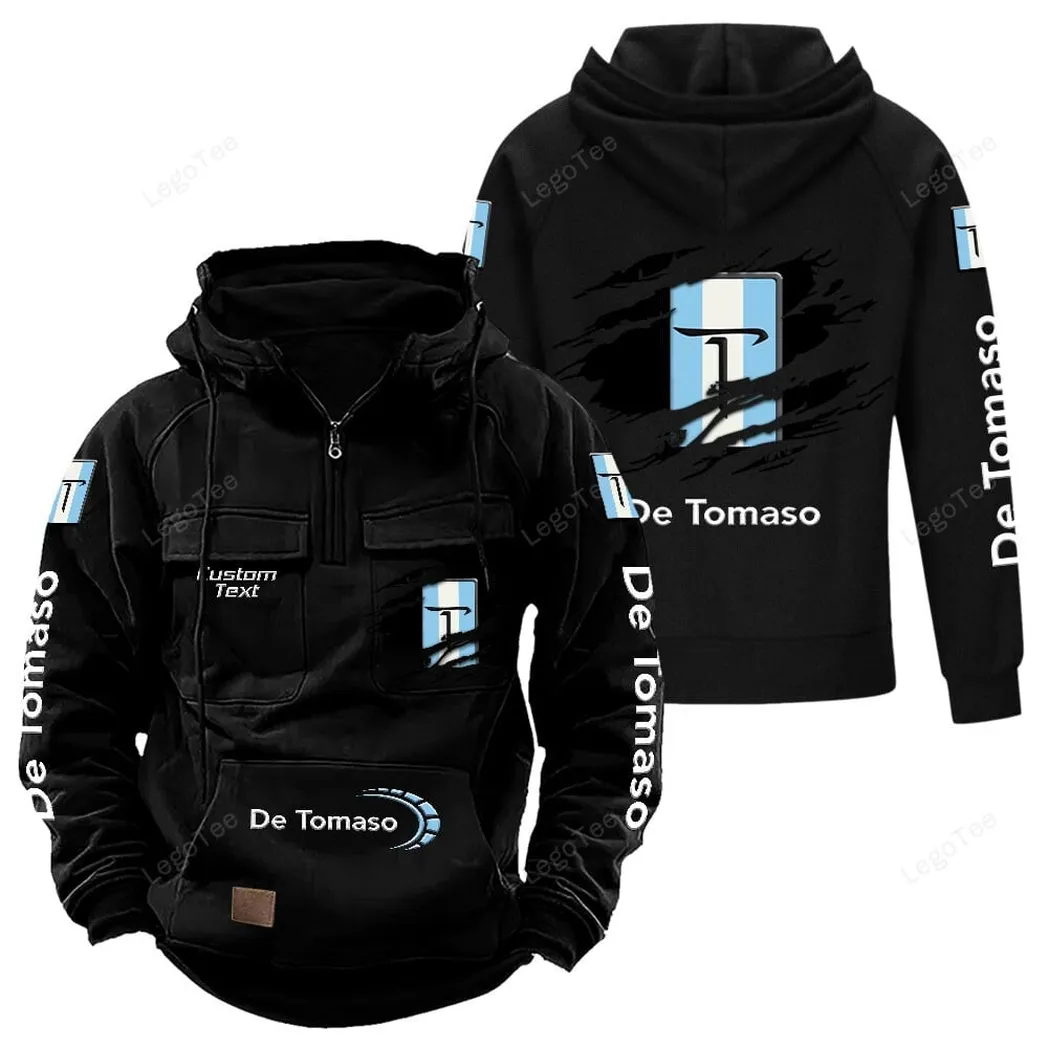 Sleek Speedster Tactical Quarter-Zip Hoodie, Motorcycle Spirit Hoodie CAR122 - Black