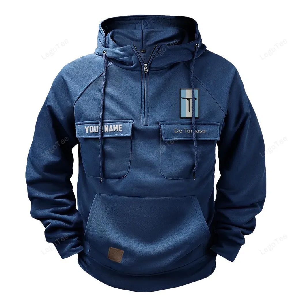 Luxury Muscle Tactical Quarter-Zip Hoodie, Motorcycle Spirit Hoodie CAR109 - Dark Blue