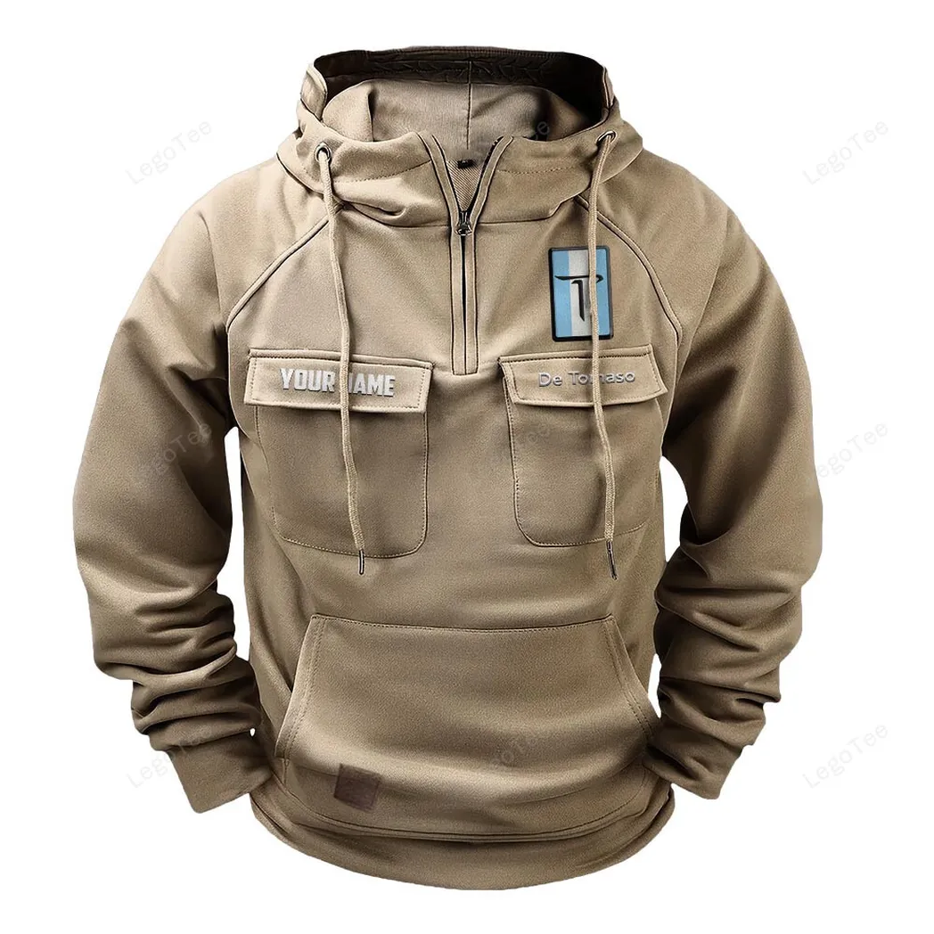 Racing Legend Tactical Quarter-Zip Hoodie, Rugged Performance Quarter-Zip CAR109 - Khaki