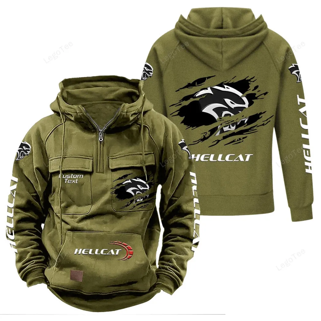 Performance Street Coupe Tactical Quarter-Zip Hoodie, Biker Lifestyle Hoodie CAR122 - Army Green