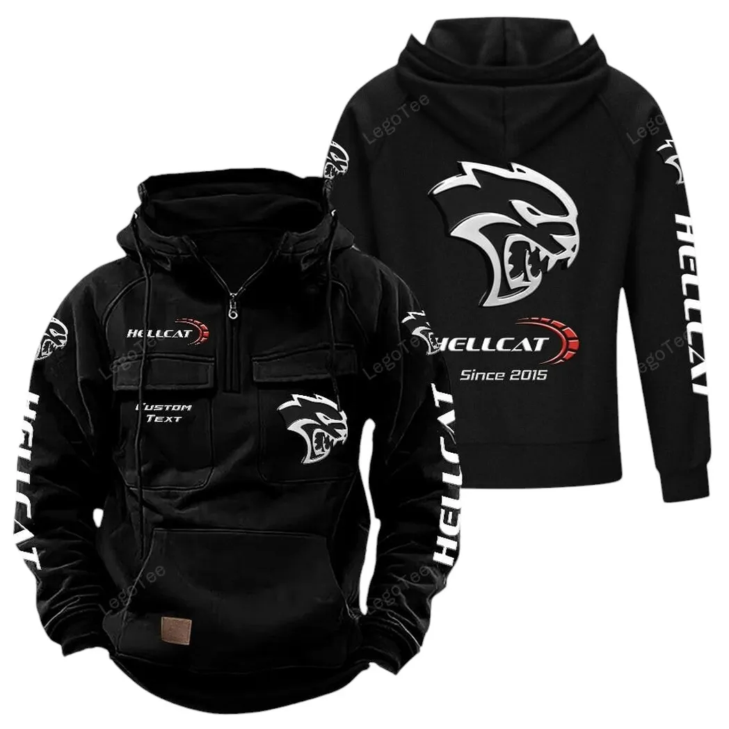 Maximum Power Muscle Car Tactical Quarter-Zip Hoodie, Built Tough for Riders CAR960 - Black