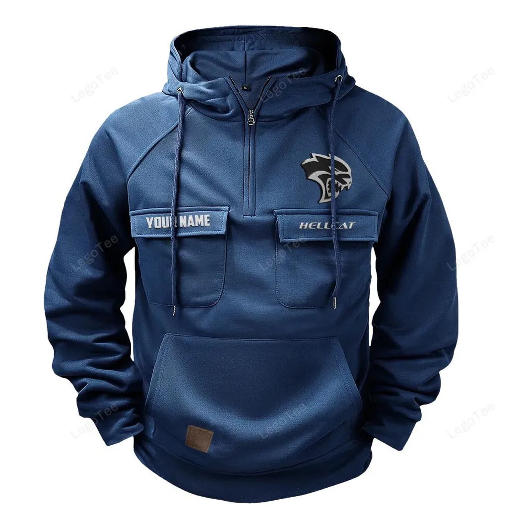 Street Beast Coupe Tactical Quarter-Zip Hoodie, Biker Lifestyle Hoodie CAR109 - Dark Blue