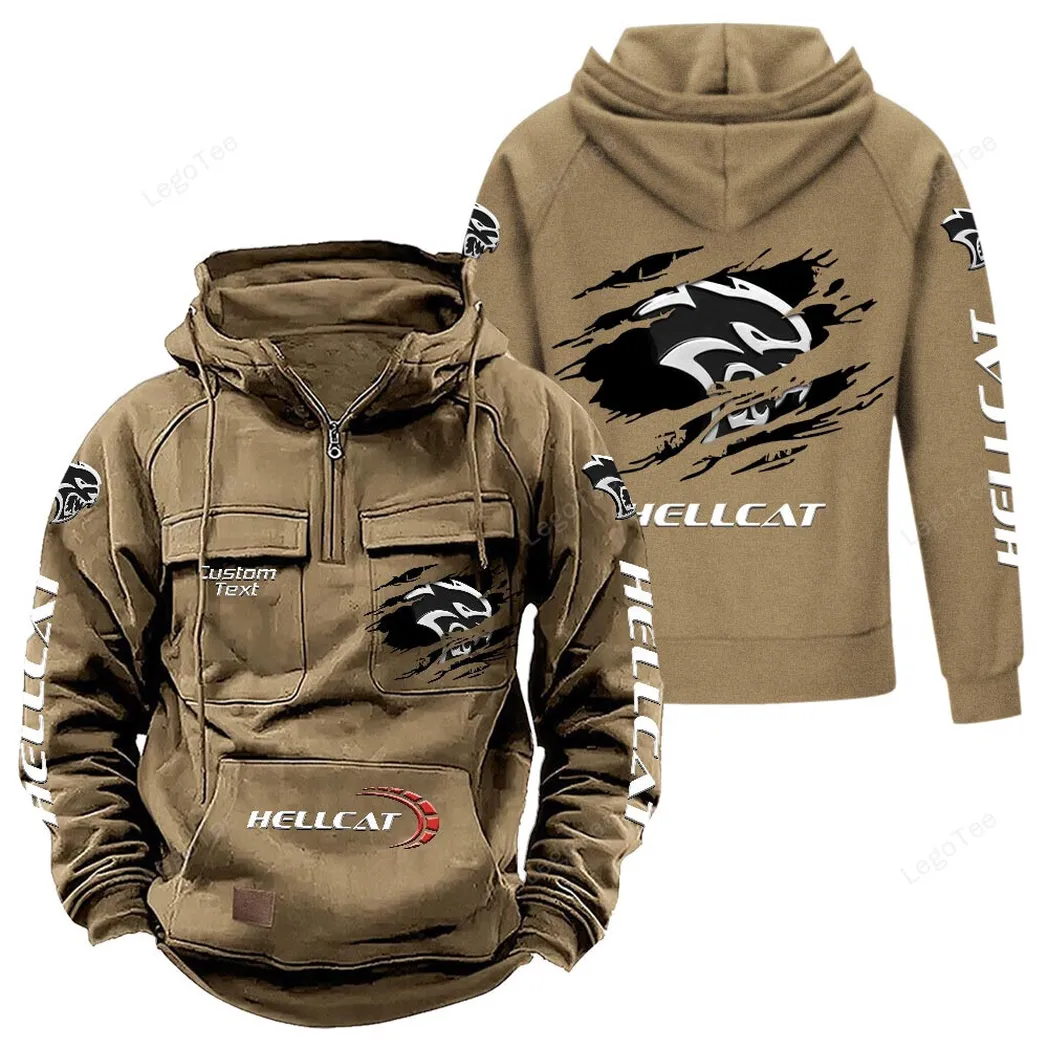 American Super Muscle Tactical Quarter-Zip Hoodie, Everyday Rider Hoodie CAR122 - Khaki