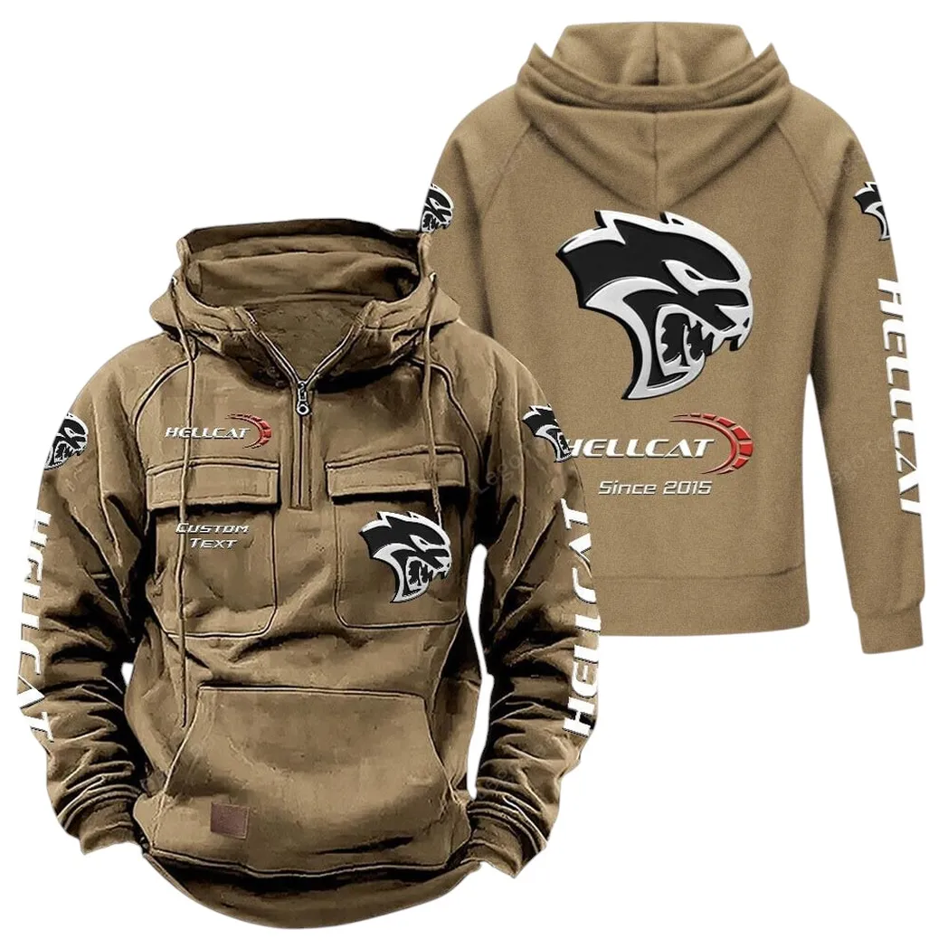 Horsepower Monster Tactical Quarter-Zip Hoodie, Wrench & Ride Hoodie CAR960 - Khaki