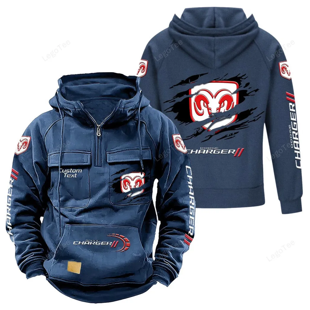 Sporty Four-Door Tactical Quarter-Zip Hoodie, Garage-Tested Tactical Style CAR122 - Dark Blue