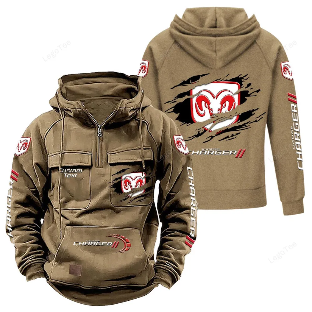 Drag-Ready Car Tactical Quarter-Zip Hoodie, Classic Rider Quarter-Zip CAR122 - Khaki