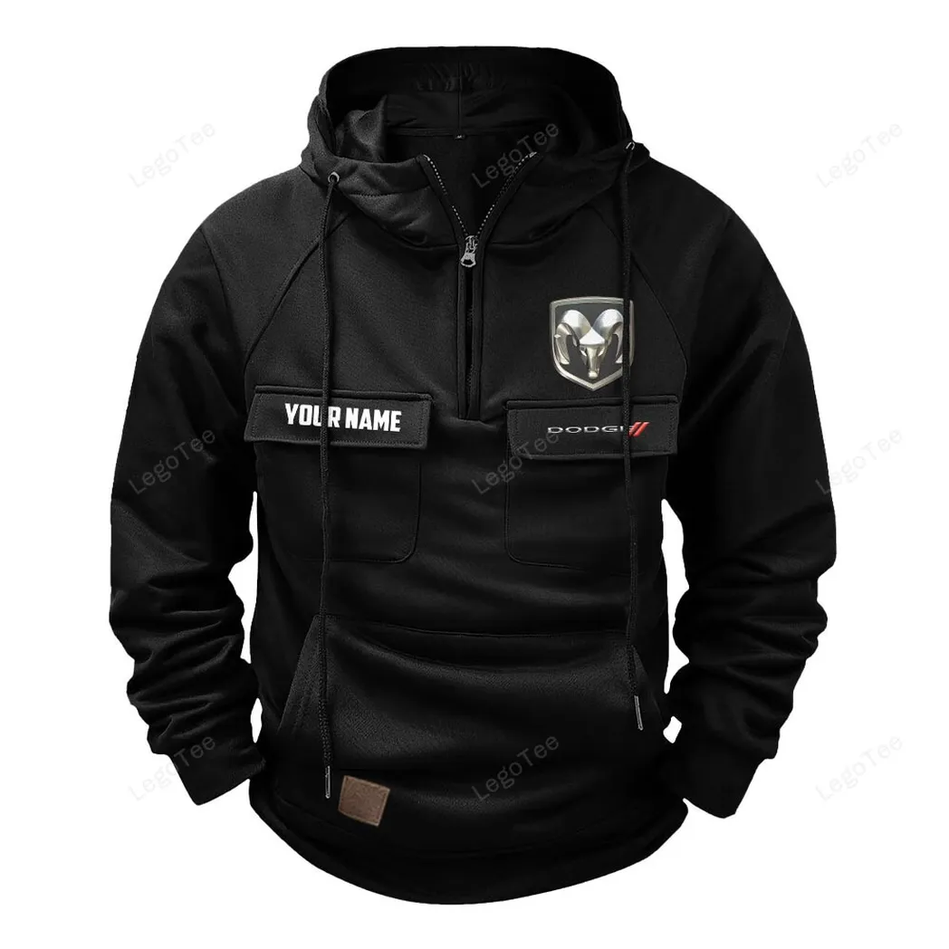 Retro Car Tactical Quarter-Zip Hoodie, Auto Life Tactical Hoodie CAR109 - Black