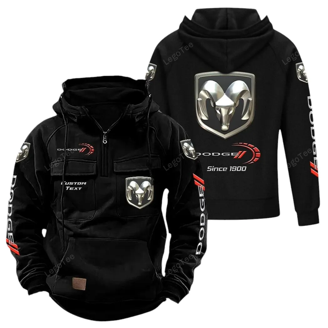 Retro Car Tactical Quarter-Zip Hoodie, Classic Rider Quarter-Zip CAR960 - Black
