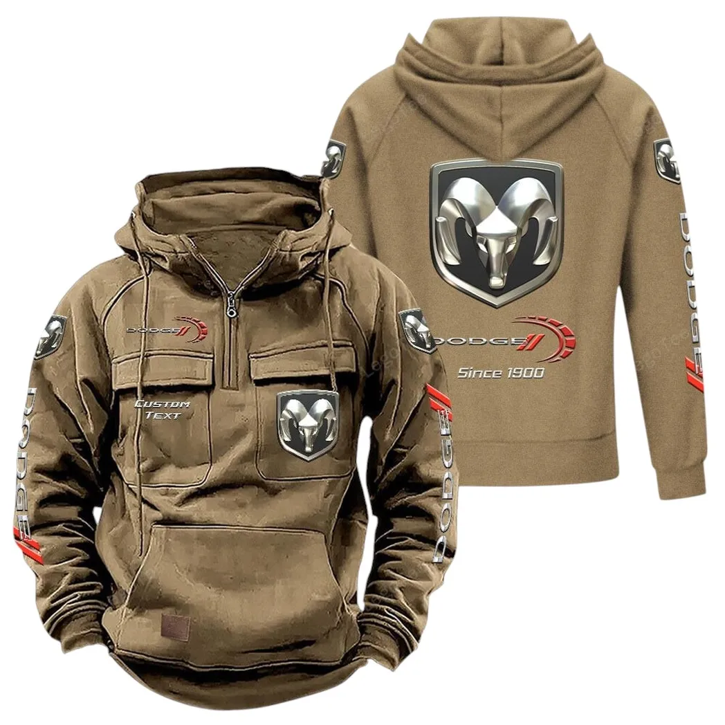 Performance Vehicle Tactical Quarter-Zip Hoodie, Gearhead Tactical Streetwear CAR960 - Khaki